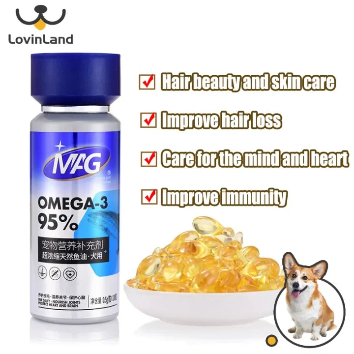 MAG U+ Natural Fish Oil Dog Hair Care Lecithin Deep Sea Fish 100 Capsules