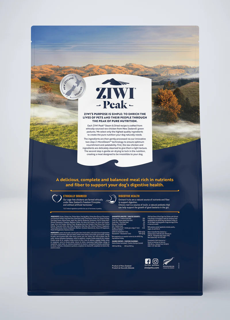 ZIWI Peak Steam &Dried Cage-free Chicken with Orchard Fruits Dog Food