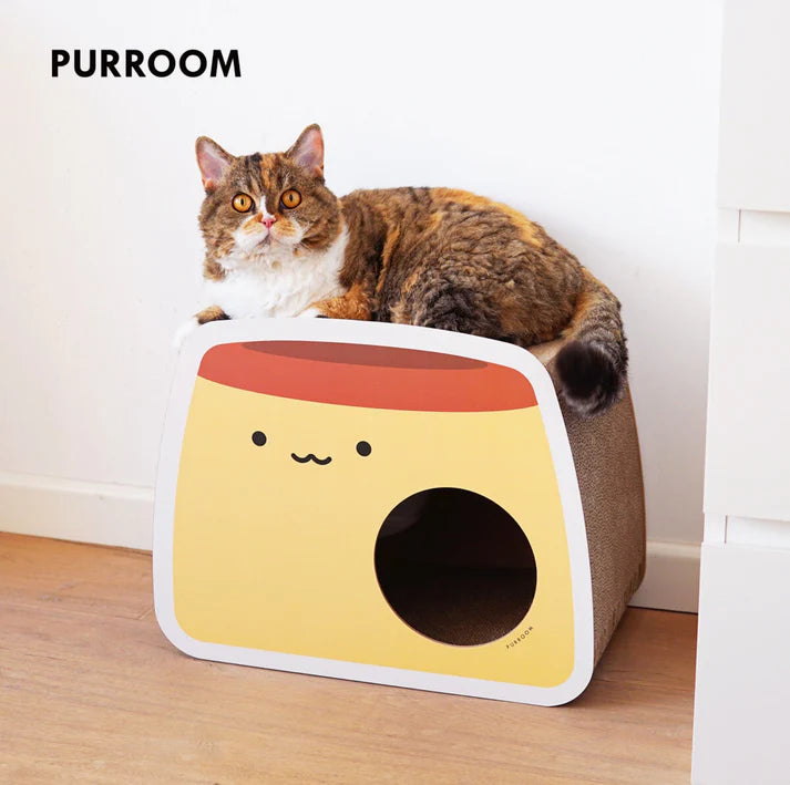 PURROOM Caramel Pudding-Shaped Cat Scratcher and Lounge - Dual-Entrance