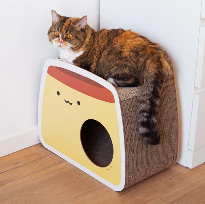 PURROOM Caramel Pudding-Shaped Cat Scratcher and Lounge - Dual-Entrance