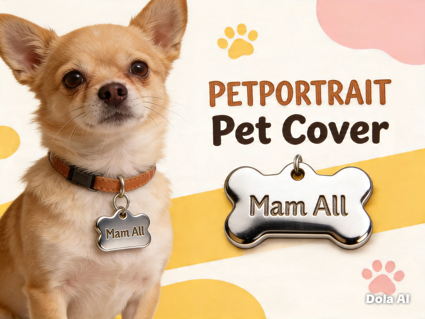 Custom Laser Engraved Pet Tag | Name & Phone ID Tag | Pet Portrait Tag