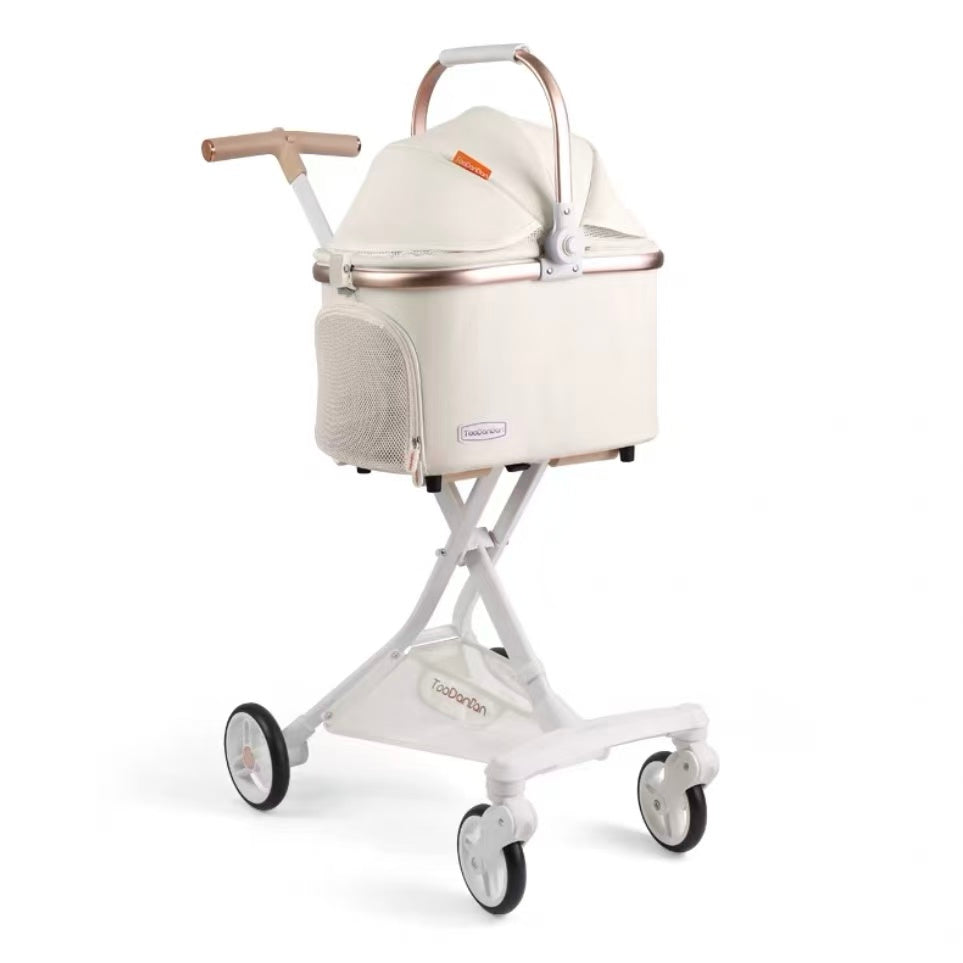 Foldable Pet Stroller with Removable Carrier | Lightweight Dog & Cat Travel Stroller | Small (Standard) & Medium (Bow Design)