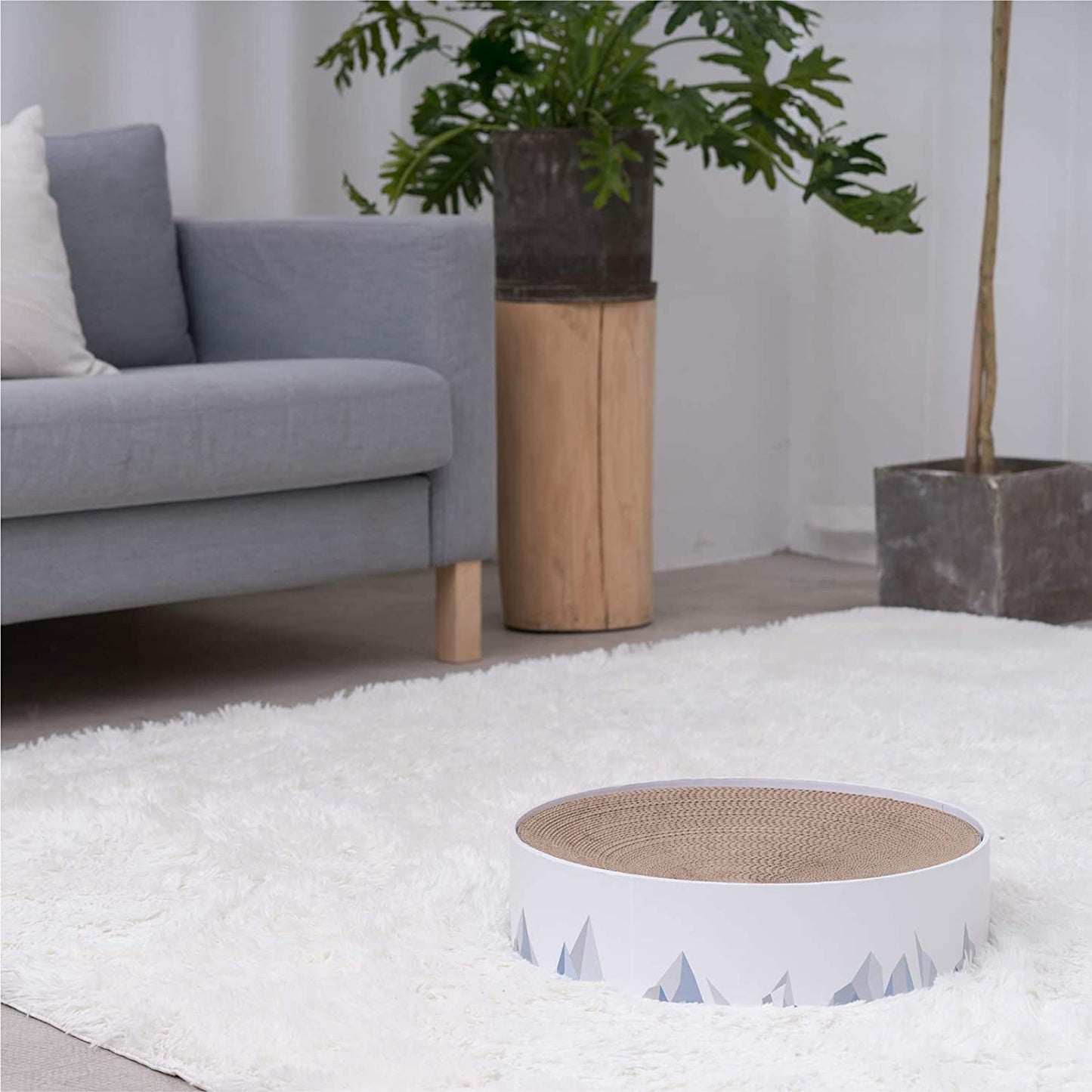 PIDAN Round Cat Scratcher with Geometric Pattern