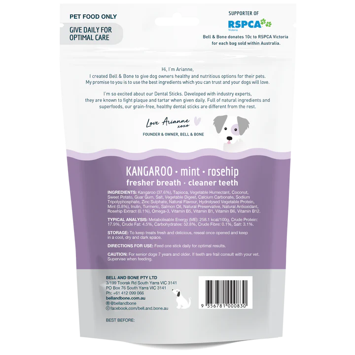 Bell & Bone - Medium Senior Dental Chews - Kangaroo 182g