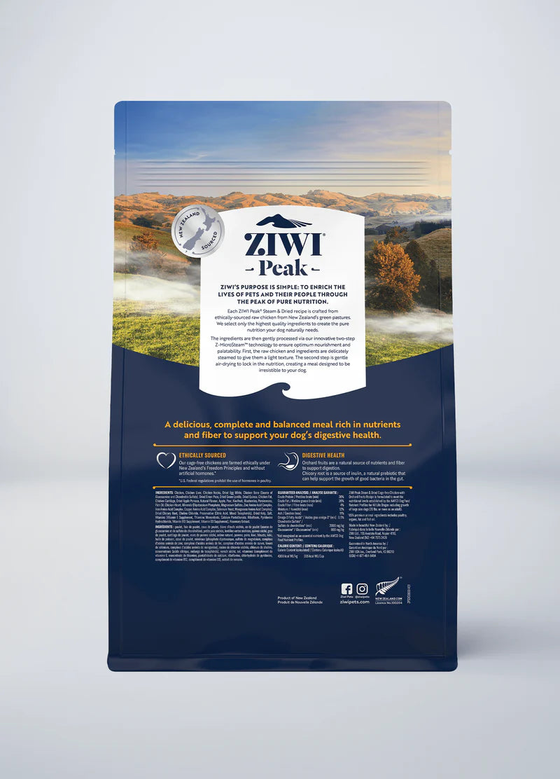 ZIWI Peak Steam &Dried Cage-free Chicken with Orchard Fruits Dog Food