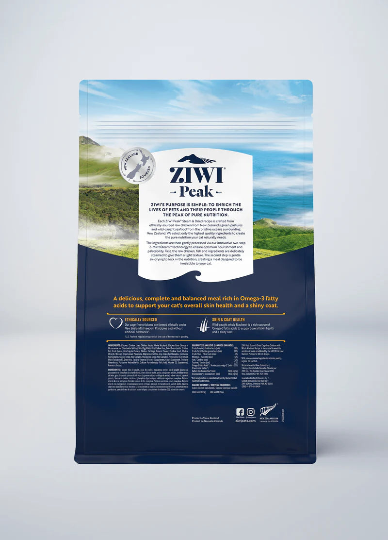 ZIWI Peak Steam & Dried Cage-free Chicken with Whole Mackerel Cat Food