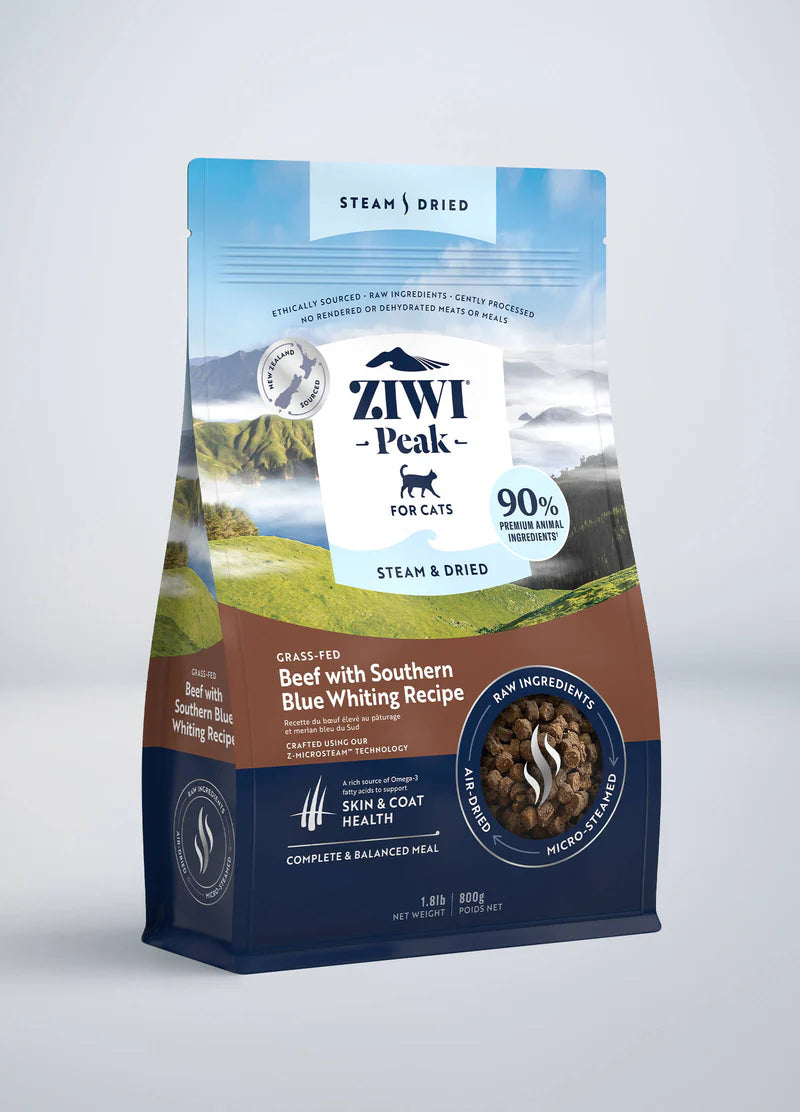 ZIWI Peak Steam & Dried Grass-fed Beef with Southern Blue Whiting Cat Food