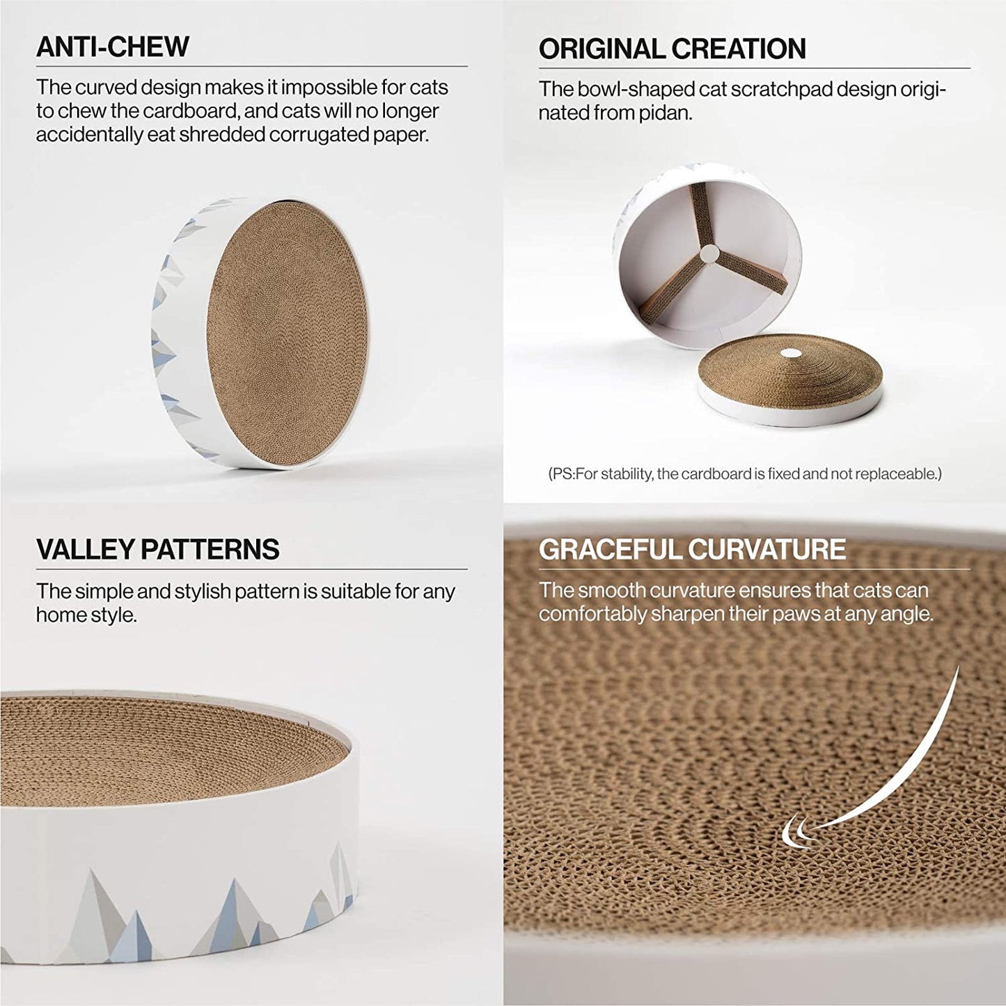 PIDAN Round Cat Scratcher with Geometric Pattern