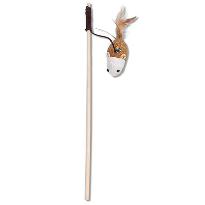 Handmade Wooden Cat Teaser | Natural Feather Wand Toy for Cats | Eco-Friendly Cat Teaser Australia