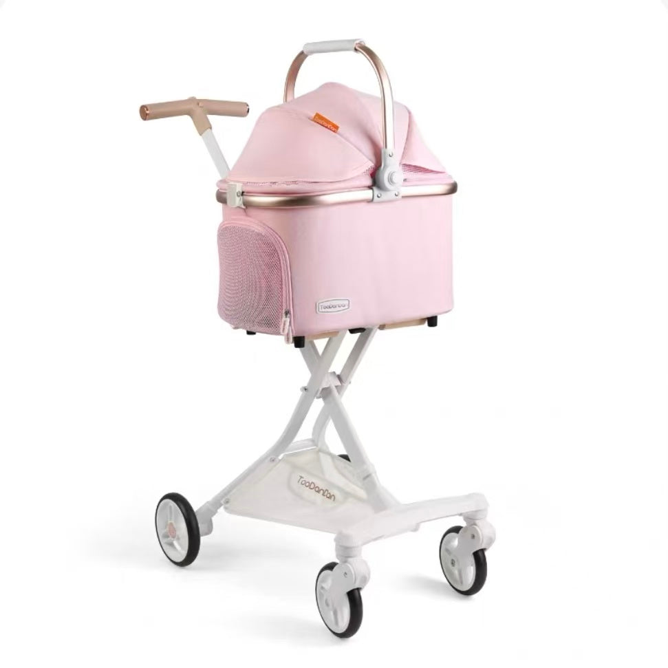 Foldable Pet Stroller with Removable Carrier | Lightweight Dog & Cat Travel Stroller | Small (Standard) & Medium (Bow Design)