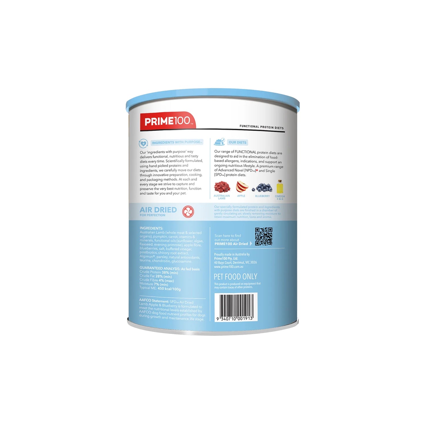 Prime100 SPT Air Dried Puppy Lamb, Apple & Blueberry Dog Food