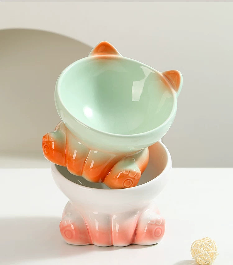 Ceramic 15° Tilted Bowl For Cats & Small Dogs