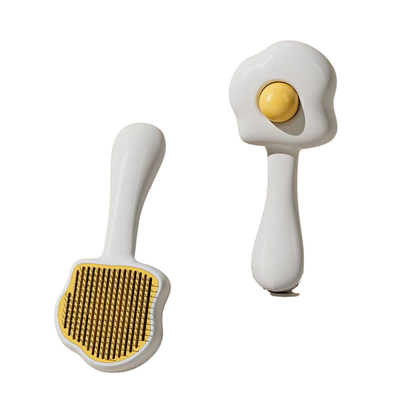 Pet Self-Cleaning Grooming Brush – Egg Shape Hair Remover, Retractable Pins, Cat & Dog Deshedding Comb