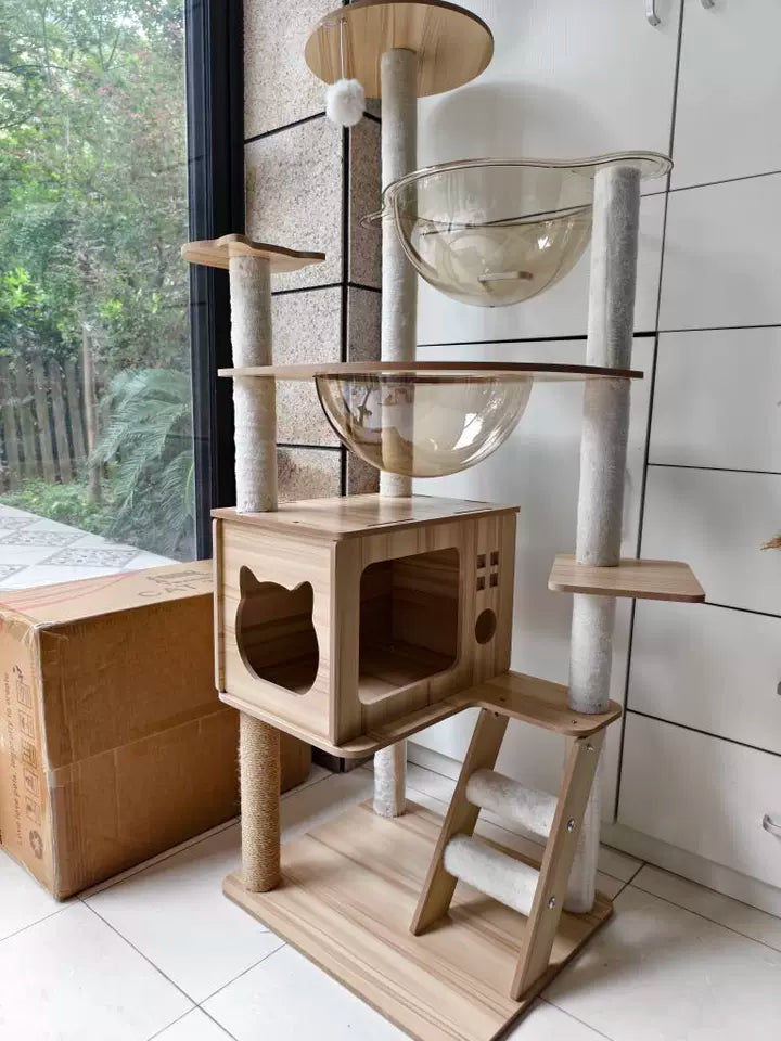 Basic Cat Tree – Condo & Double Capsule 131cm