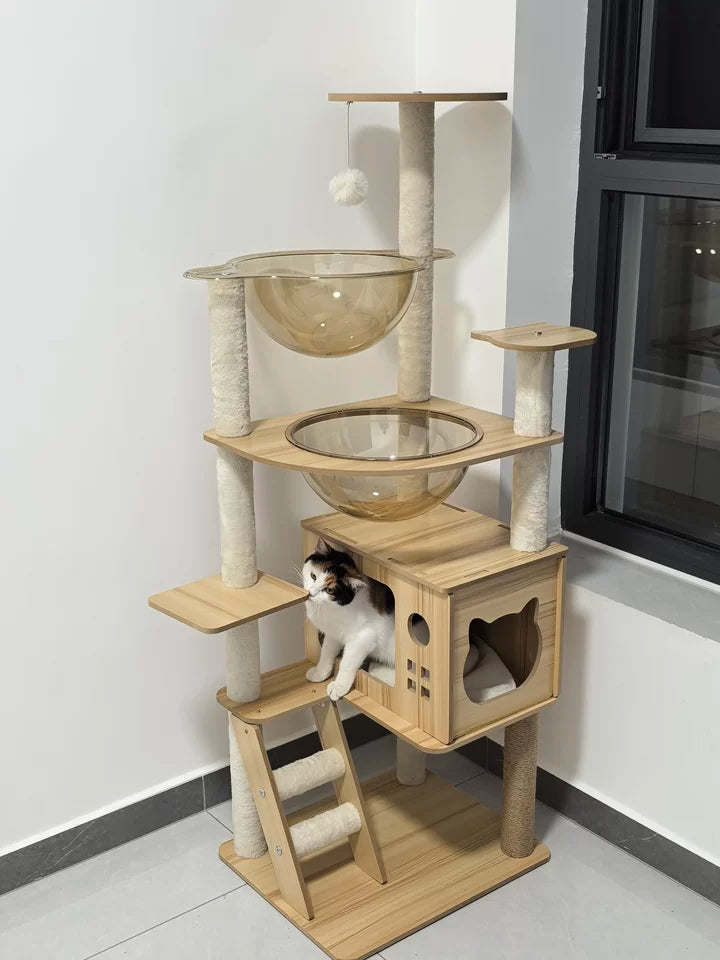 Basic Cat Tree – Condo & Double Capsule 131cm