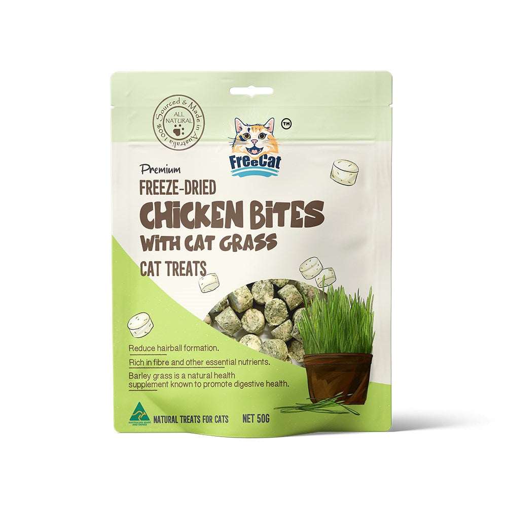 Freecat Freeze Dried Chicken Biteswith Cat GrassCat Treats 50g - ChokyoPetStore