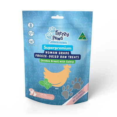 Freezy Paws Freeze-Dried Raw Functional Training Treats - Chicken Breast w/Catnip 80g - ChokyoPetStore