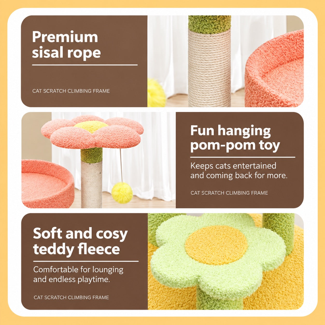 Flower Garden Cat Tree with Sisal Scratching Post & Bed 46cm
