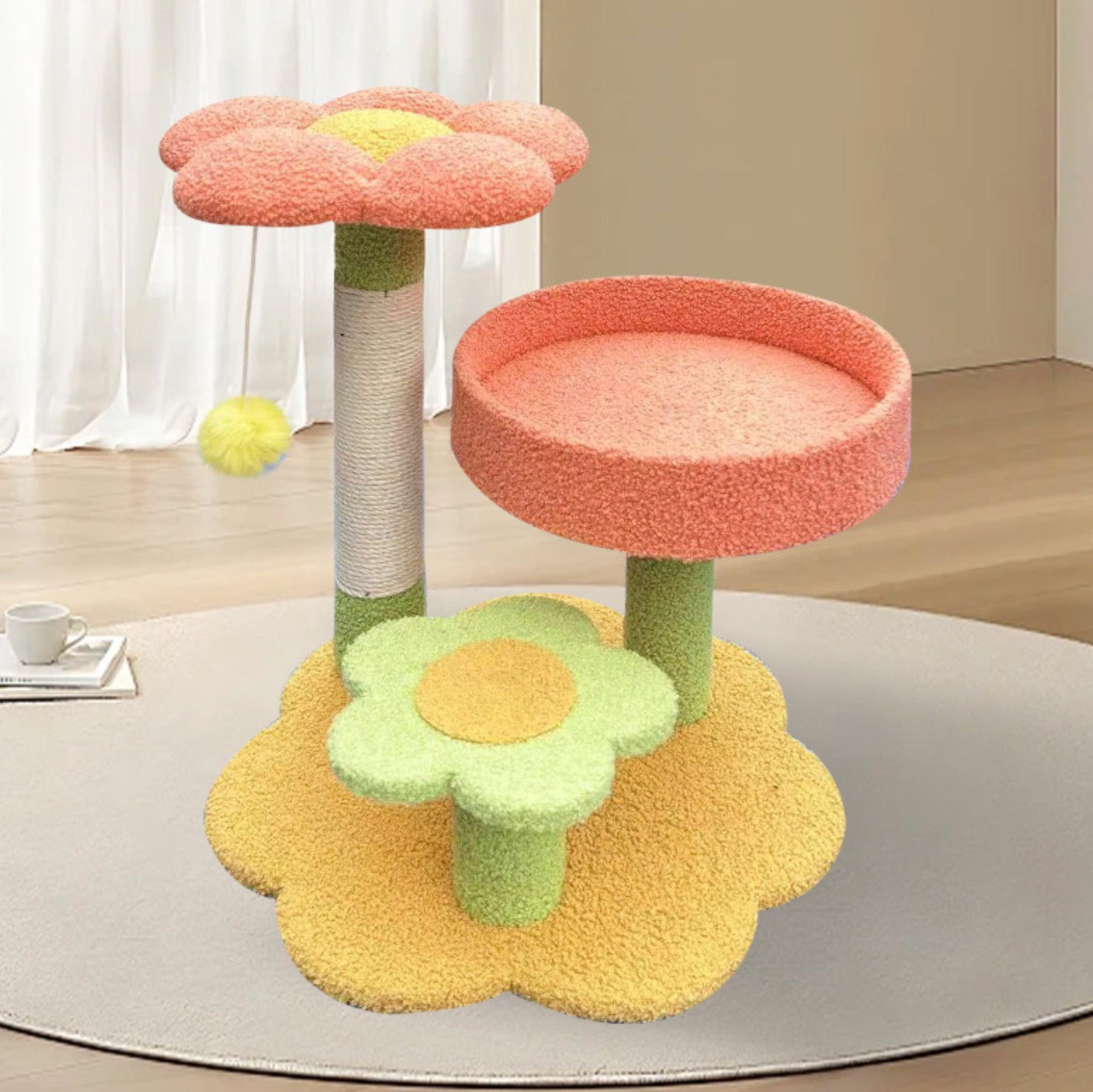 Flower Garden Cat Tree with Sisal Scratching Post & Bed 46cm