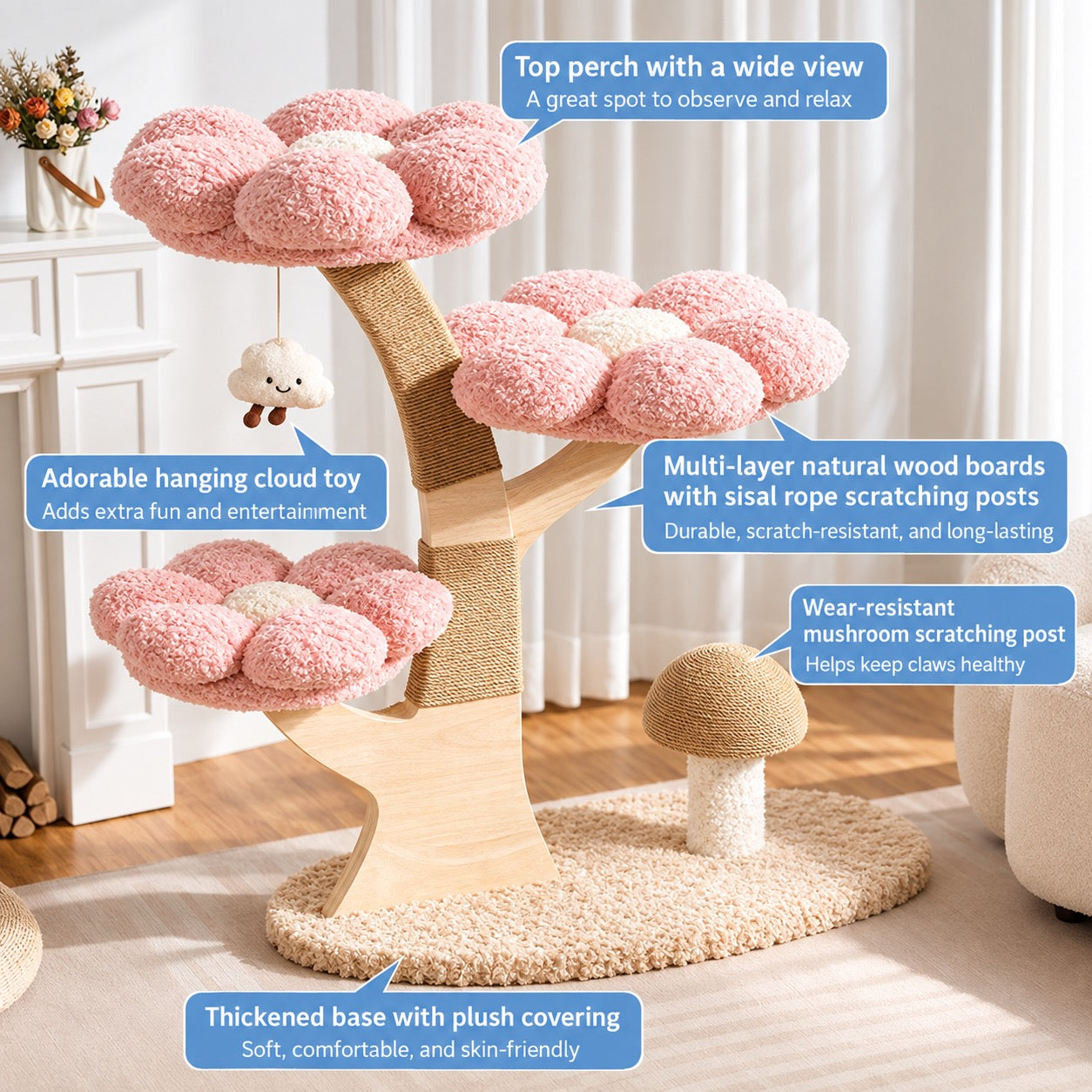 Flower Series Three-Tier Cat Tree 90cm