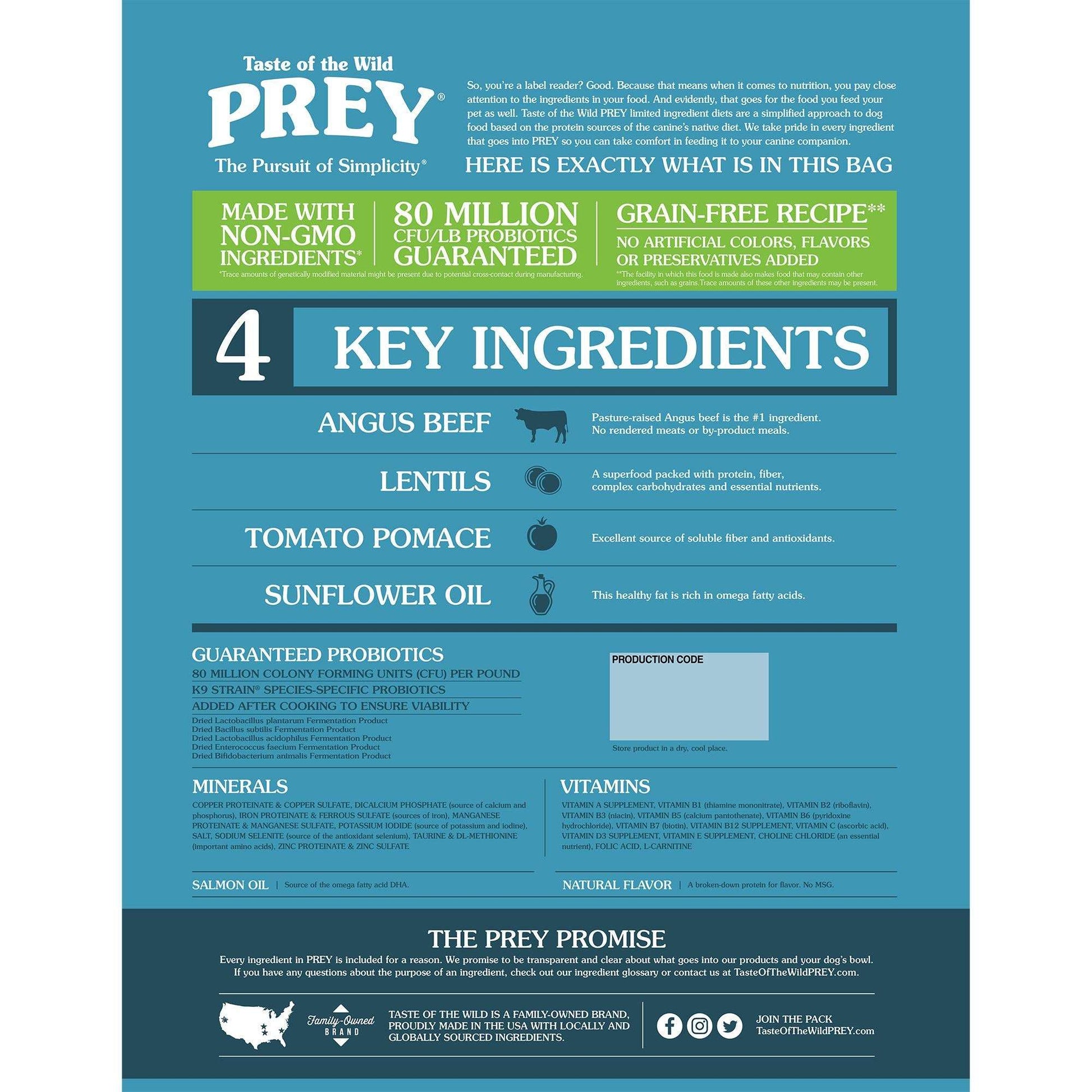 Taste of the Wild PREY Angus Beef Dog Food