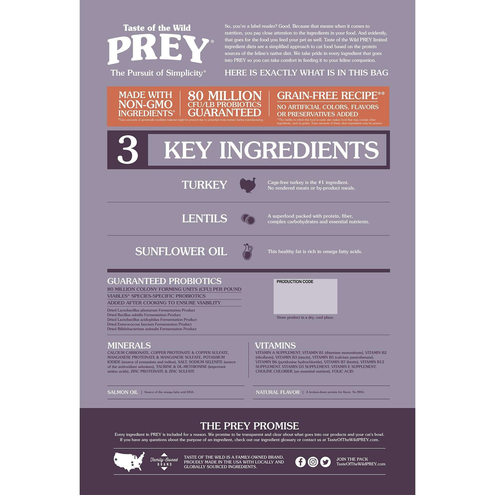 Taste of the Wild PREY Turkey Cat Food - ChokyoPetStore