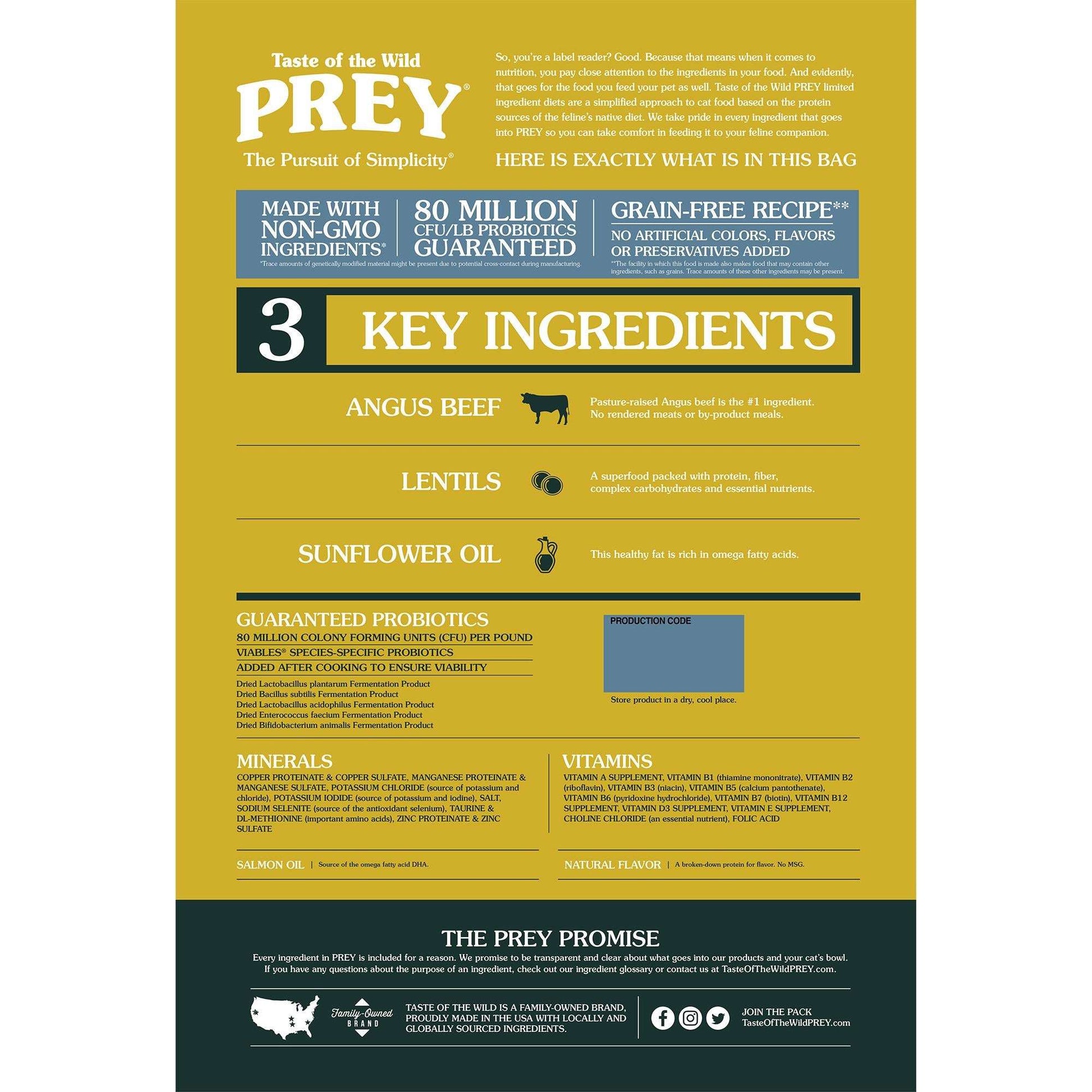 Taste of the Wild PREY Angus Beef Cat Food