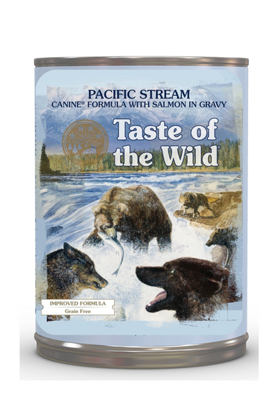 Taste of the Wild Pacific Stream Canine Formula with Salmon in Gravy for Dogs Can 390g x 12
