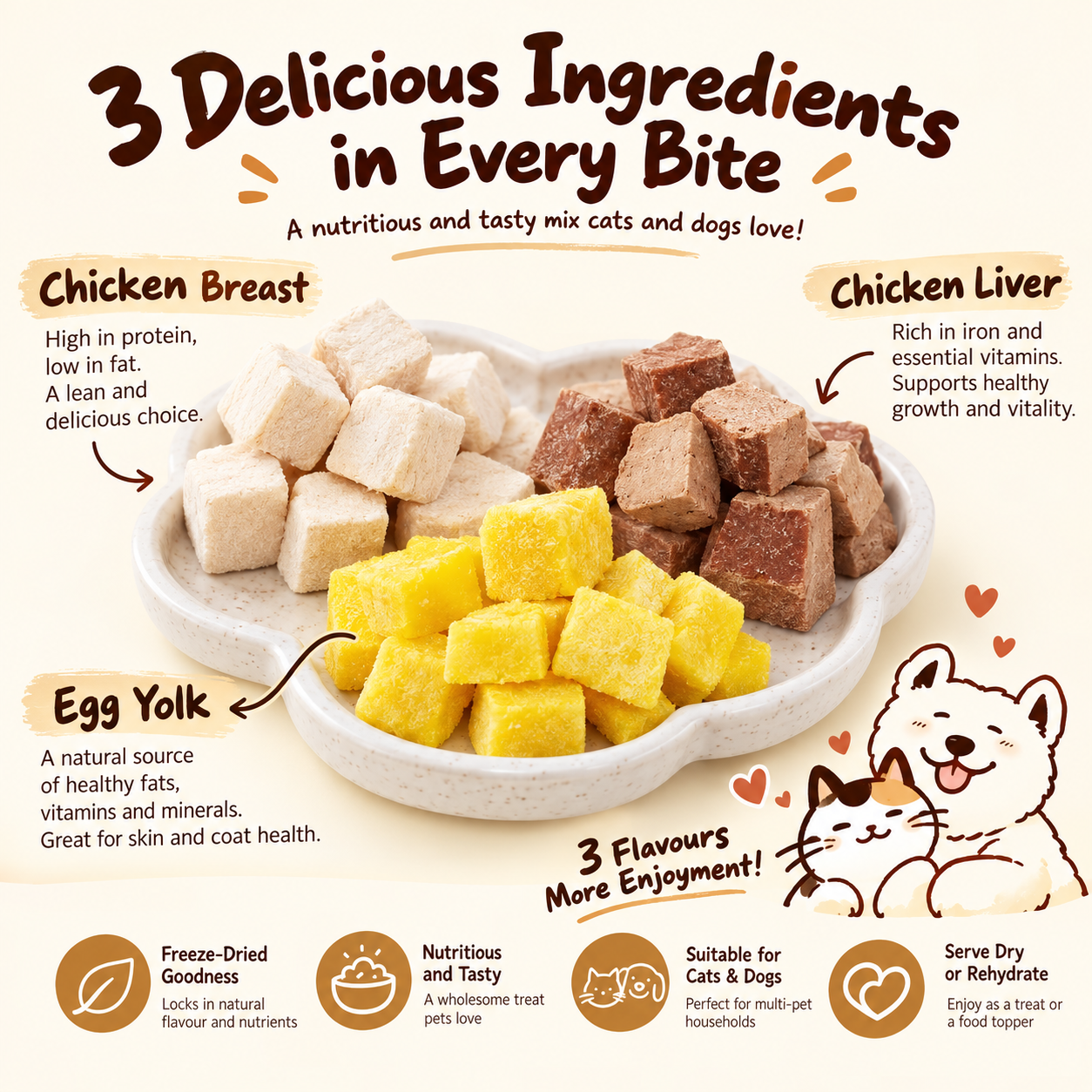 Hell's Kitchen "Big Satisfaction" Chicken Mixed Freeze-Dried Pet Treats 100g
