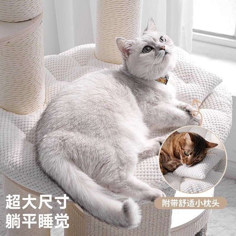 SOPAPETS Mousse Cat Tree 152cm｜Waffle Fabric Anti-Fur｜Large Cat Friendly｜Cream Design - ChokyoPetStore