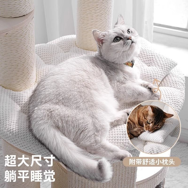 SOPAPETS Mousse Cat Tree 152cm｜Waffle Fabric Anti-Fur｜Large Cat Friendly｜Cream Design