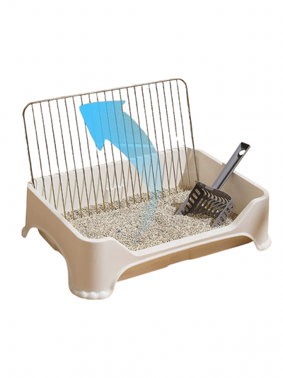 Removable Dog Litter Box with Stainless Steel Grid – Easy Clean, Dual-Use with Litter or Pads
