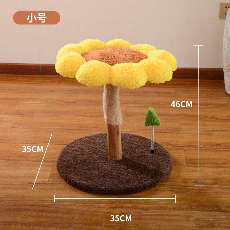 Sunflower Cat Scratching Post – Small Flower Cat Tree with Natural Wood Trunk & Sisal Rope arrive in early sep. - ChokyoPetStore