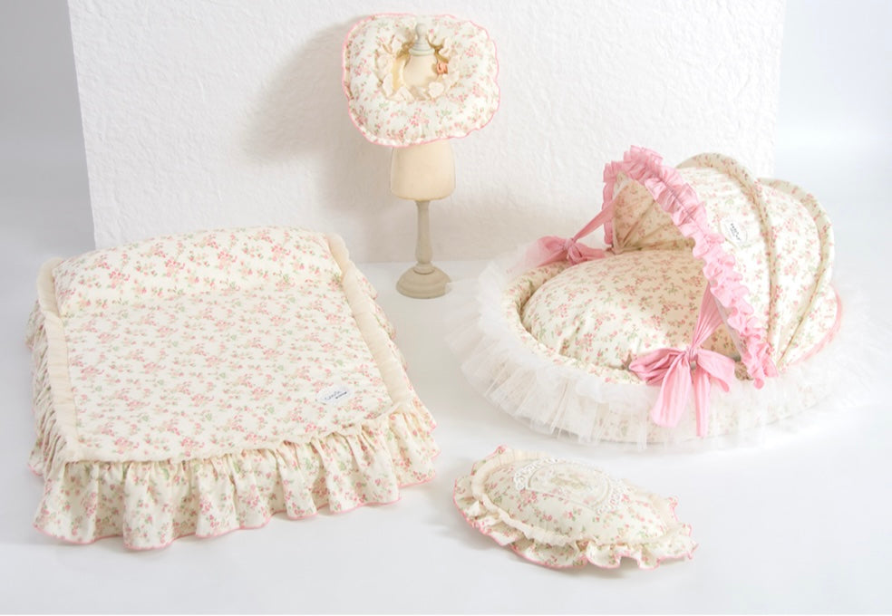 Petman Floral Pet Bed Cot With Pillow