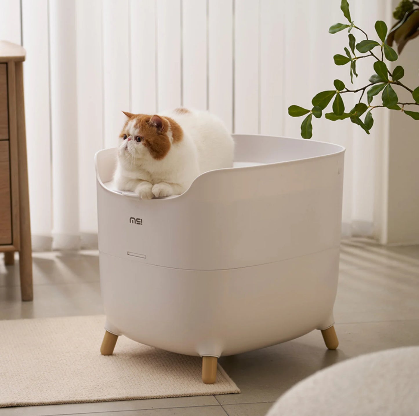 Makesure Mochi Top-Entry Cat Litter Box 100L (White)