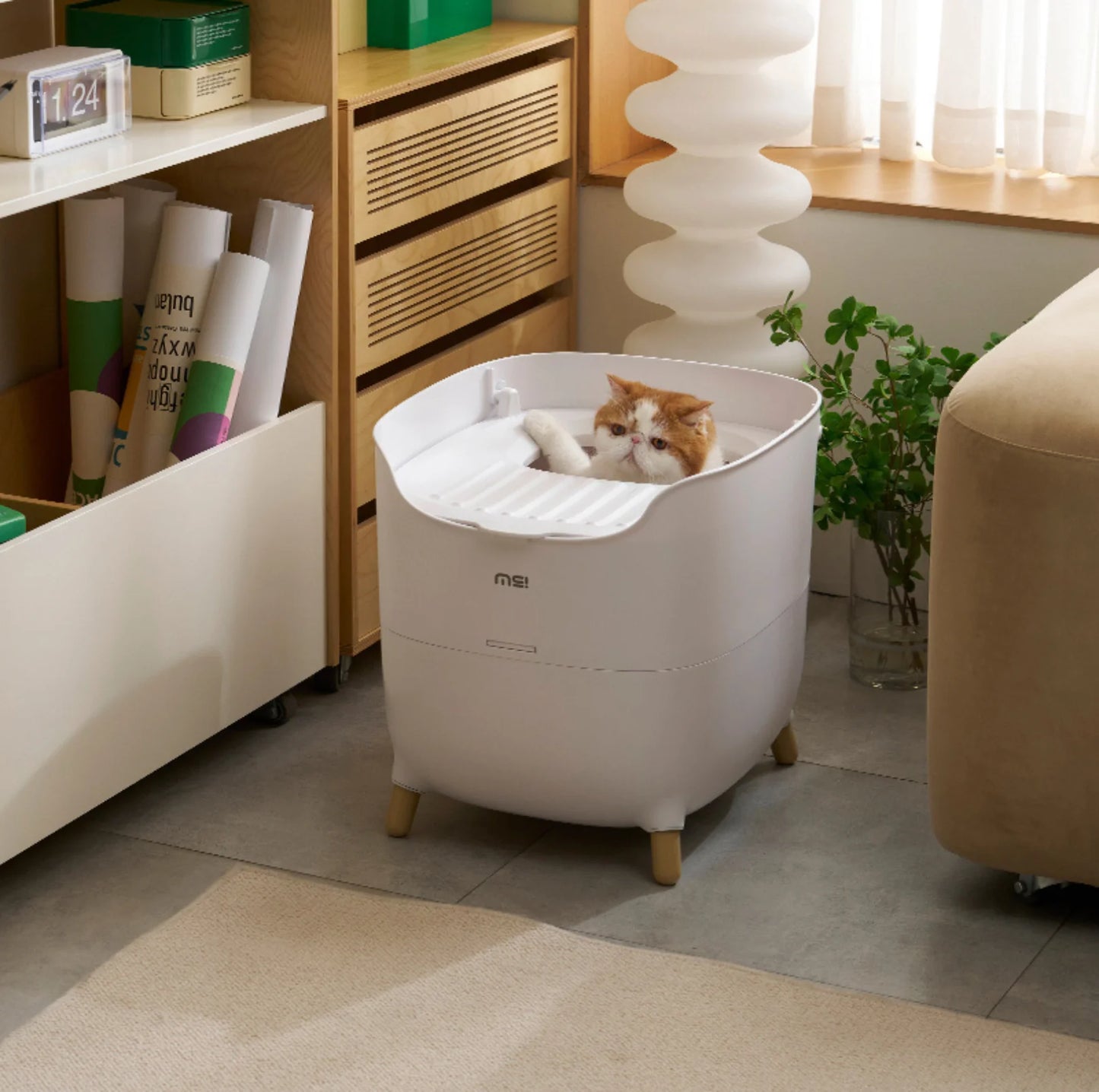 Makesure Mochi Top-Entry Cat Litter Box 100L (White)
