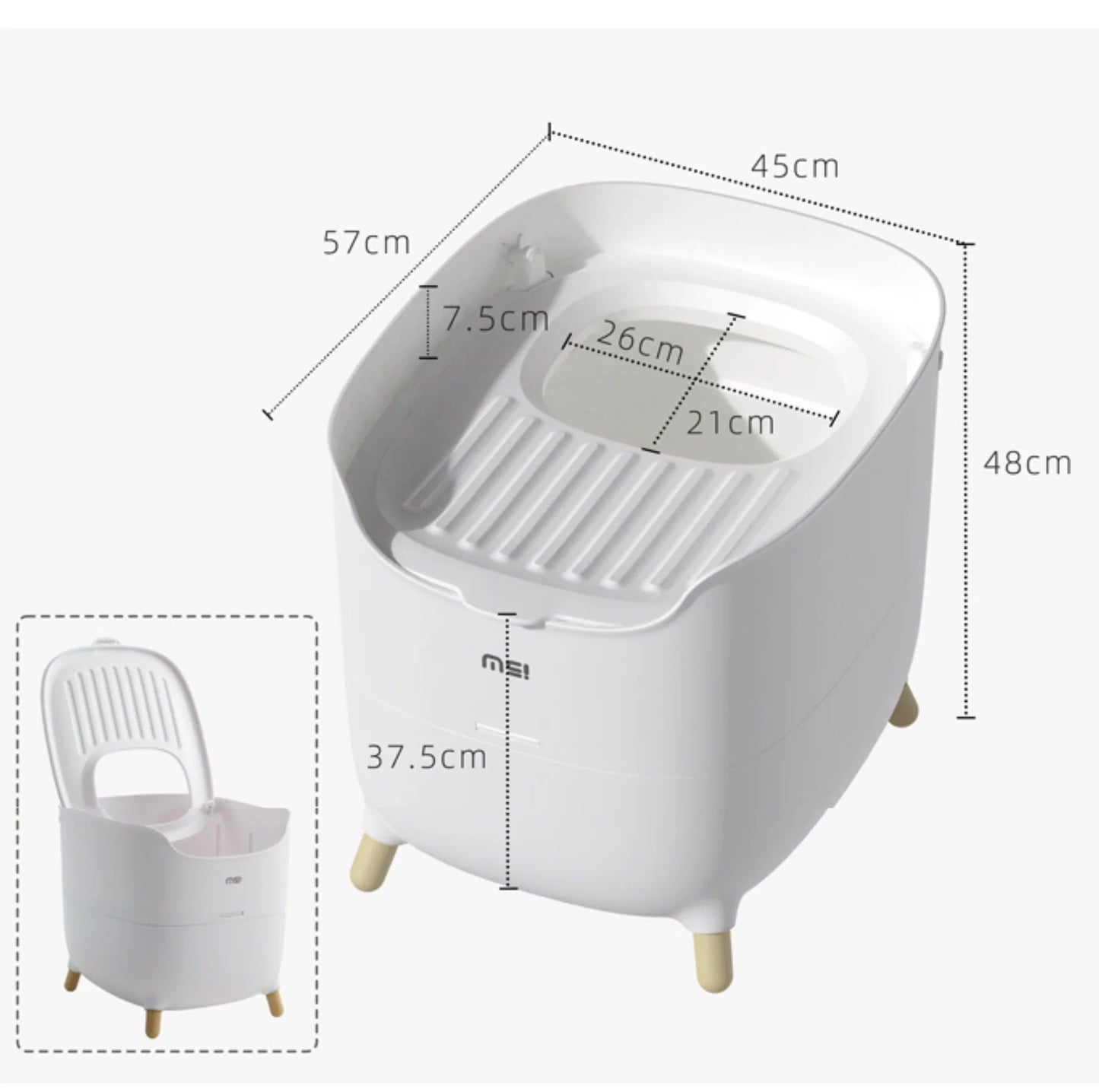 Makesure Mochi Top-Entry Cat Litter Box 100L (White)