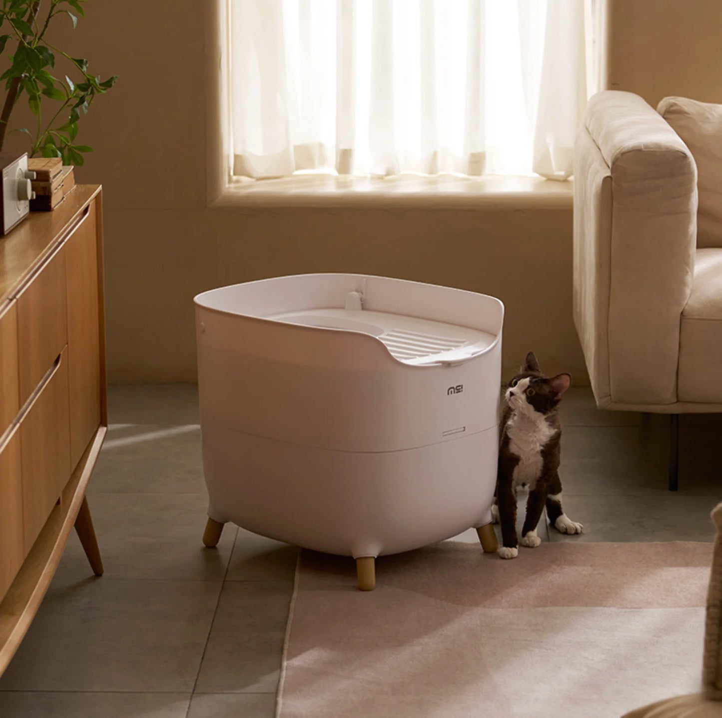 Makesure Mochi Top-Entry Cat Litter Box 100L (White)