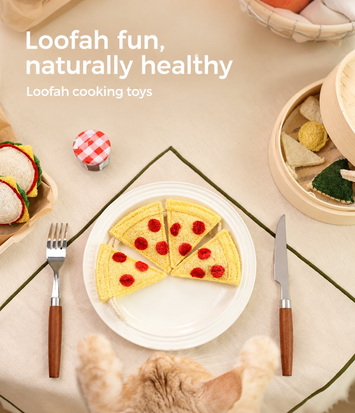 Meoof Loofah Bistro Cat Toy Set