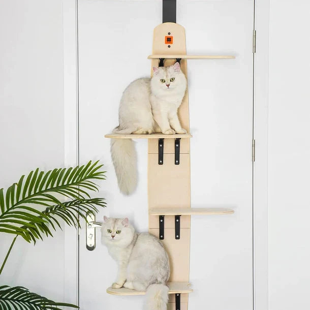 Mewoofun 4-Platform Wooden Door-Hanging Cat Tree