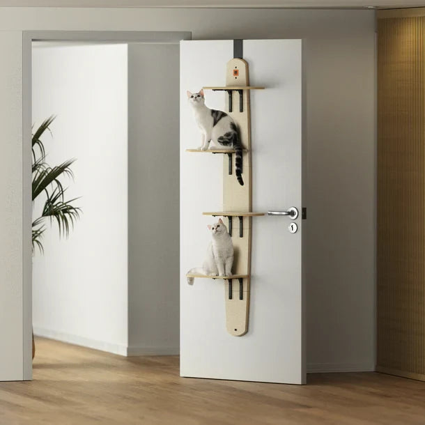 Mewoofun 4-Platform Wooden Door-Hanging Cat Tree