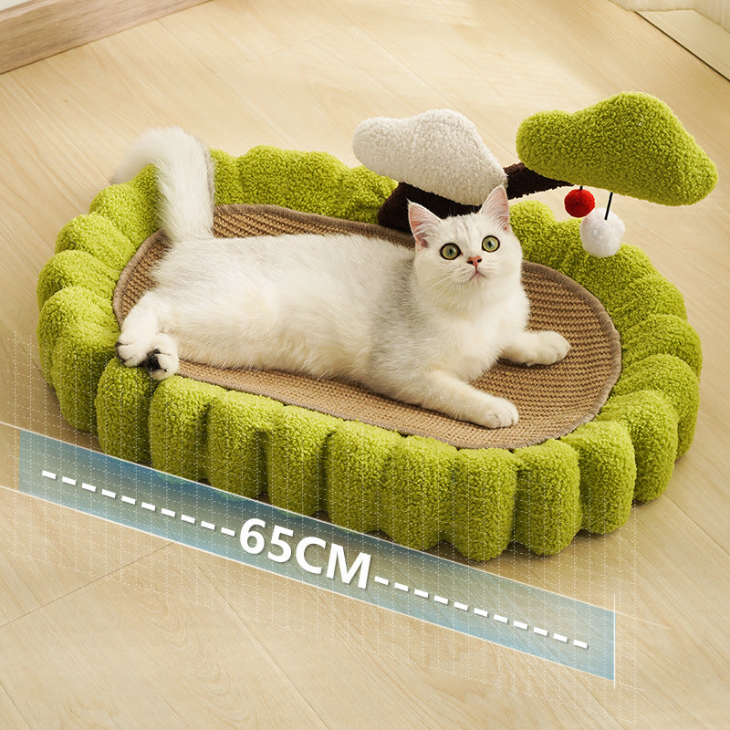 Money Tree Sisal Cat Scratcher Bed With Catnip 65x42cm