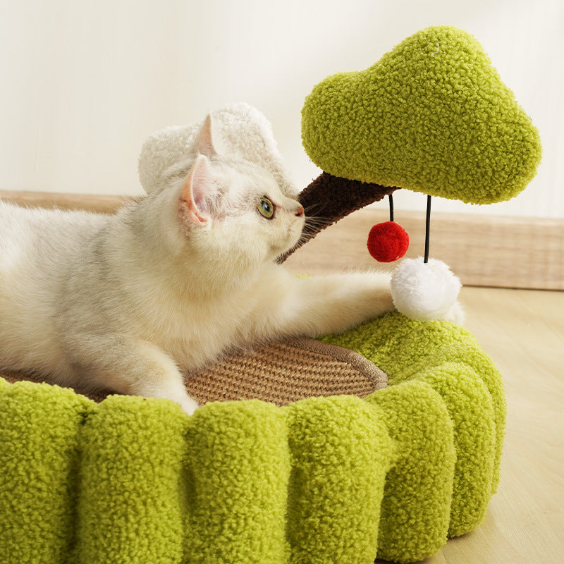 Money Tree Sisal Cat Scratcher Bed With Catnip 65x42cm