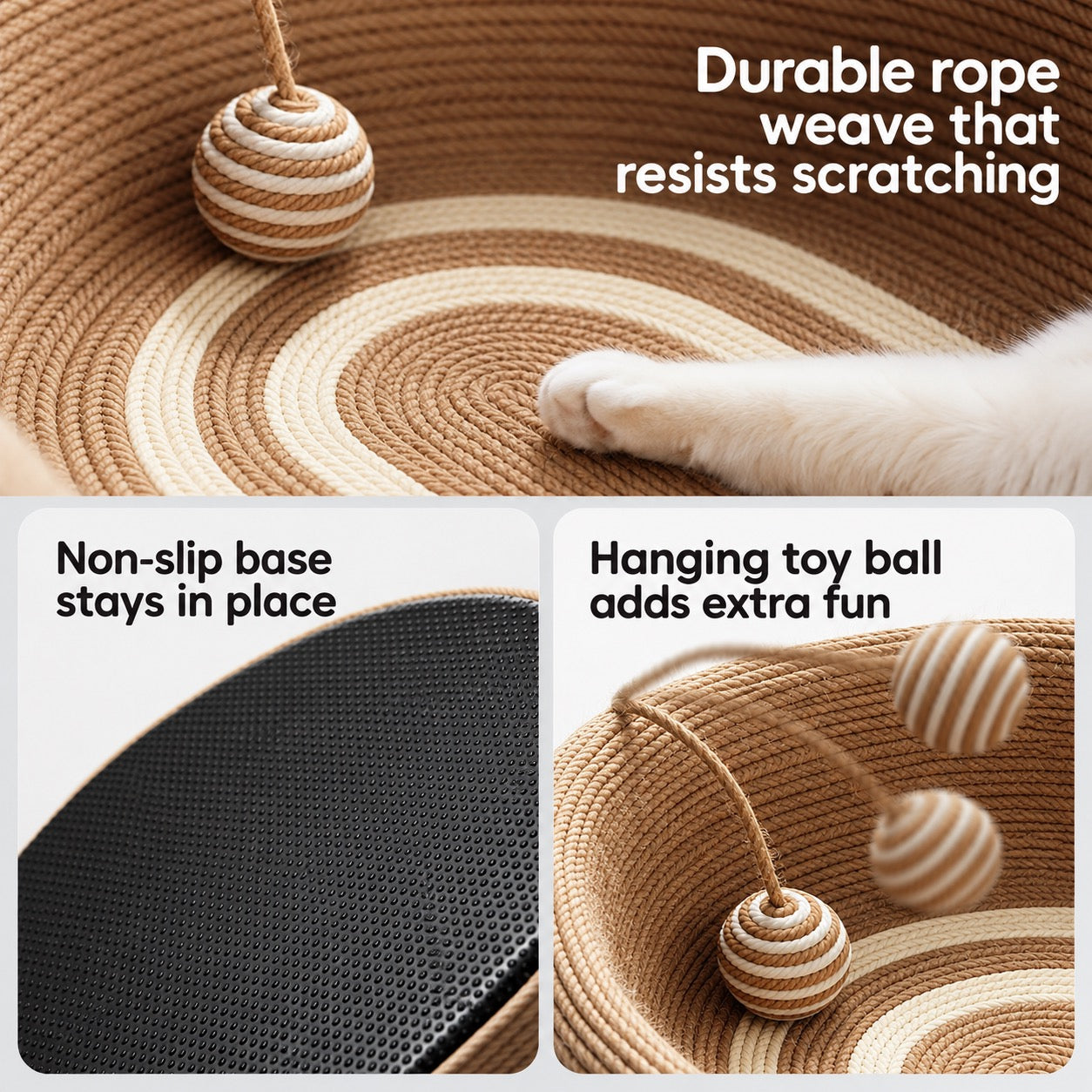 POPOCOLA Large Oval Sisal Scratcher Bed