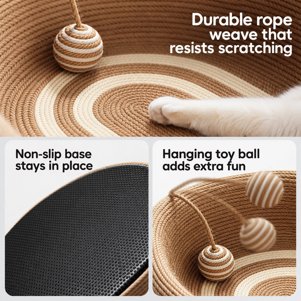 POPOCOLA Large Oval Sisal Scratcher Bed