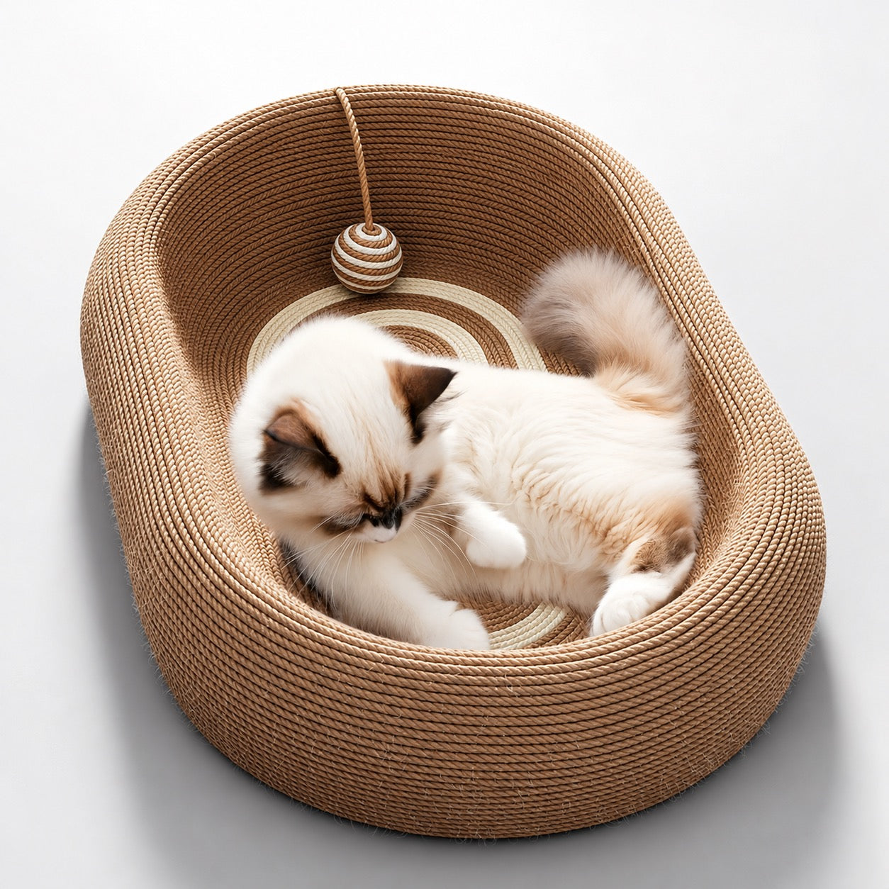 POPOCOLA Large Oval Sisal Scratcher Bed