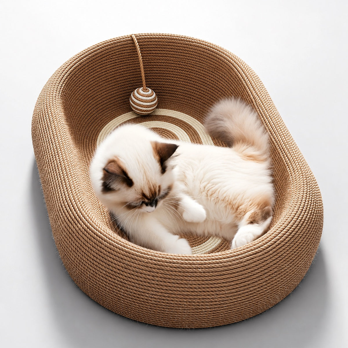 POPOCOLA Large Oval Sisal Scratcher Bed