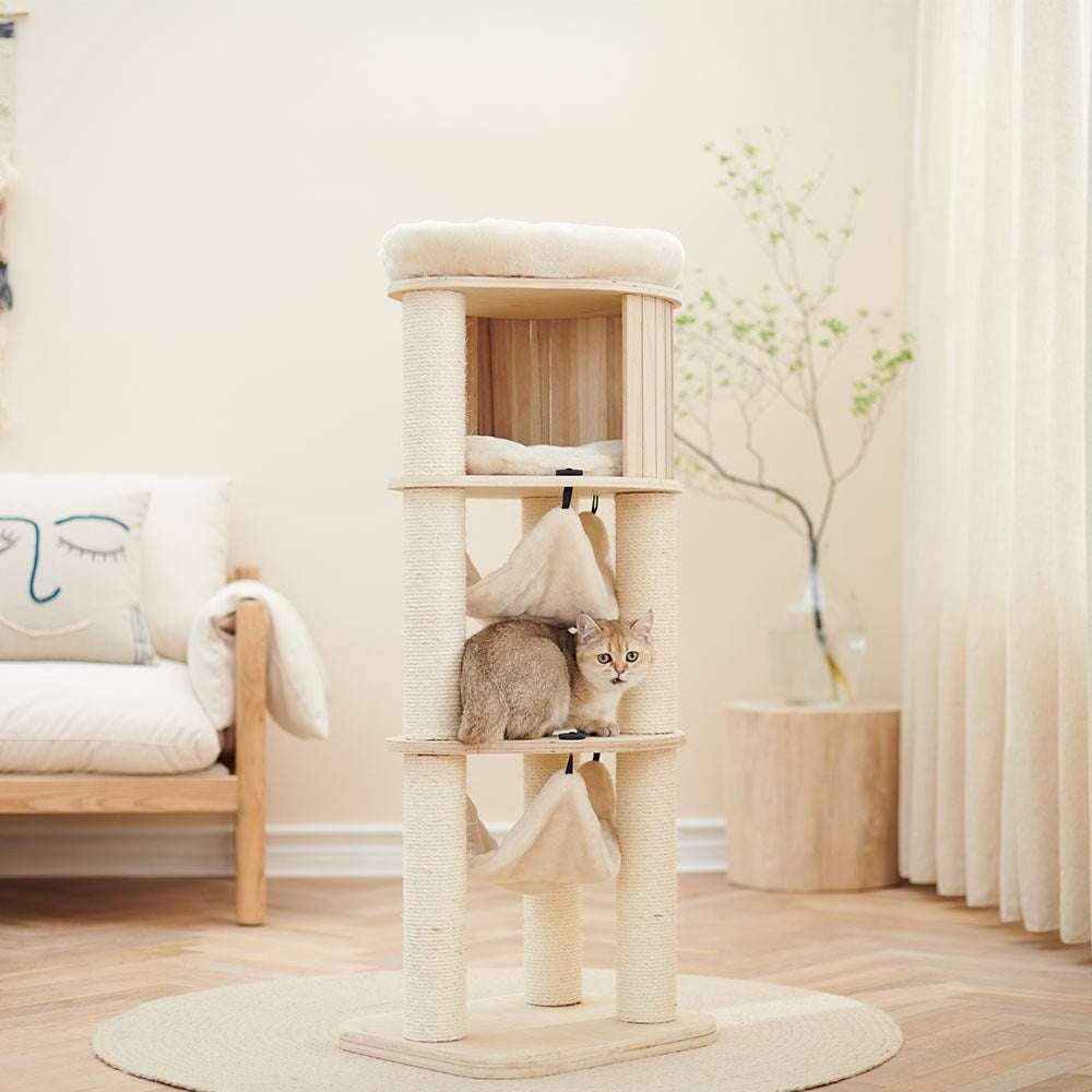 Petsbelle Halfair Solid Wood Cat Tree - ChokyoPetStore