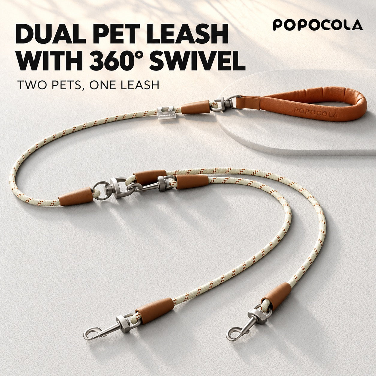 POPOCOLA Tangle-Free Double Dog Leash