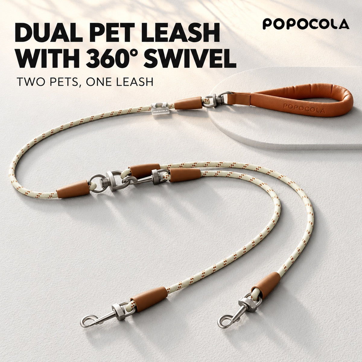 POPOCOLA Tangle-Free Double Dog Leash